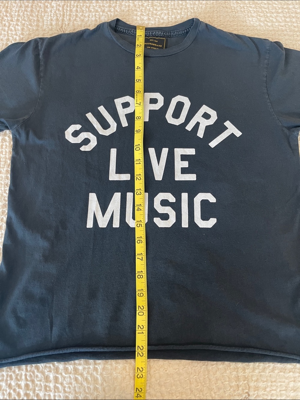 Retrobrand Support Live Music Vintage-like Cotton T-Shirt Size XS Washed Black - Picture 4 of 6